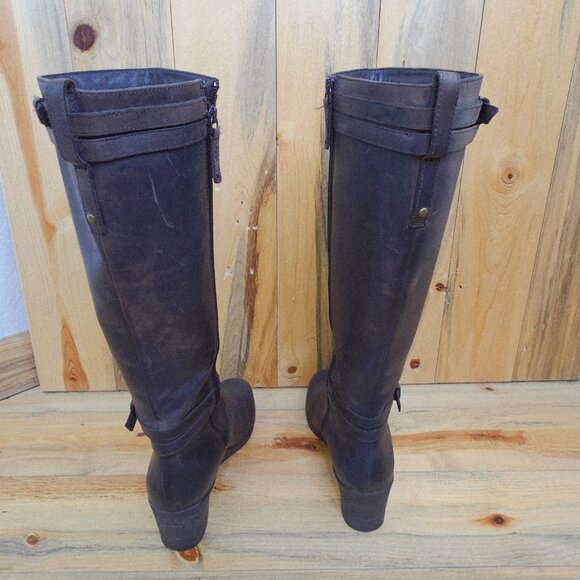 UGG IRMAH WEDGE LEATHER TALL BOOTS SIZE 11 - Picture 6 of 8